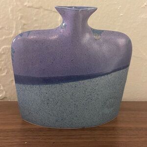 Vintage Handmade Blue-Purple Ceramic Vase - signed 1998